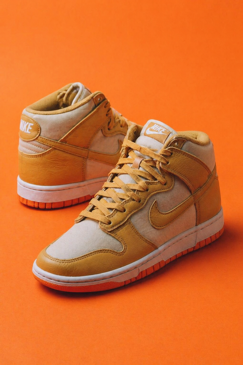 Premium High-Top Sneakers – Beige & Mustard Street Style Shoes