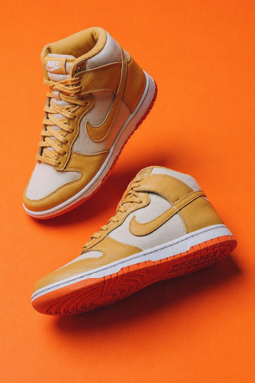 Premium High-Top Sneakers – Beige & Mustard Street Style Shoes